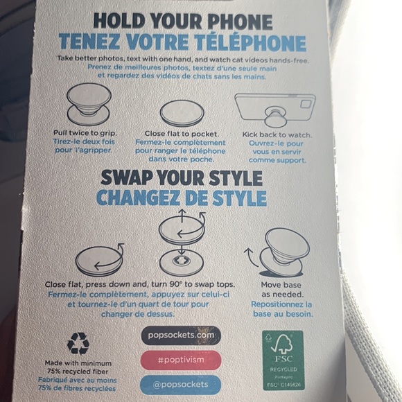 Dove White Marble Popsocket Popgrip - Picture 4 of 5